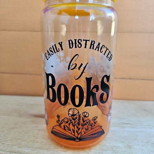 Distracted By Books Yellow Ombre Glass Tumbler - 16oz