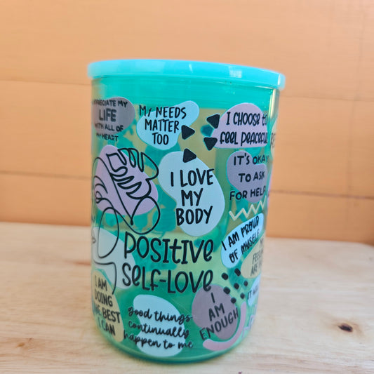 Positive Self Love Green Ombre Glass Mug - 16oz