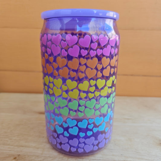 Rainbow Hearts Purple Plastic Tumbler